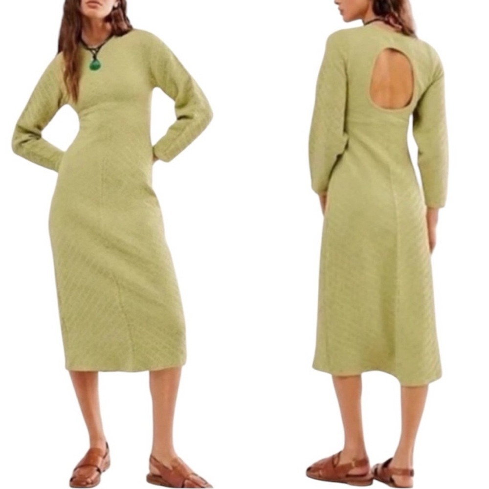 FREE PEOPLE Elegant Green Midi Dress